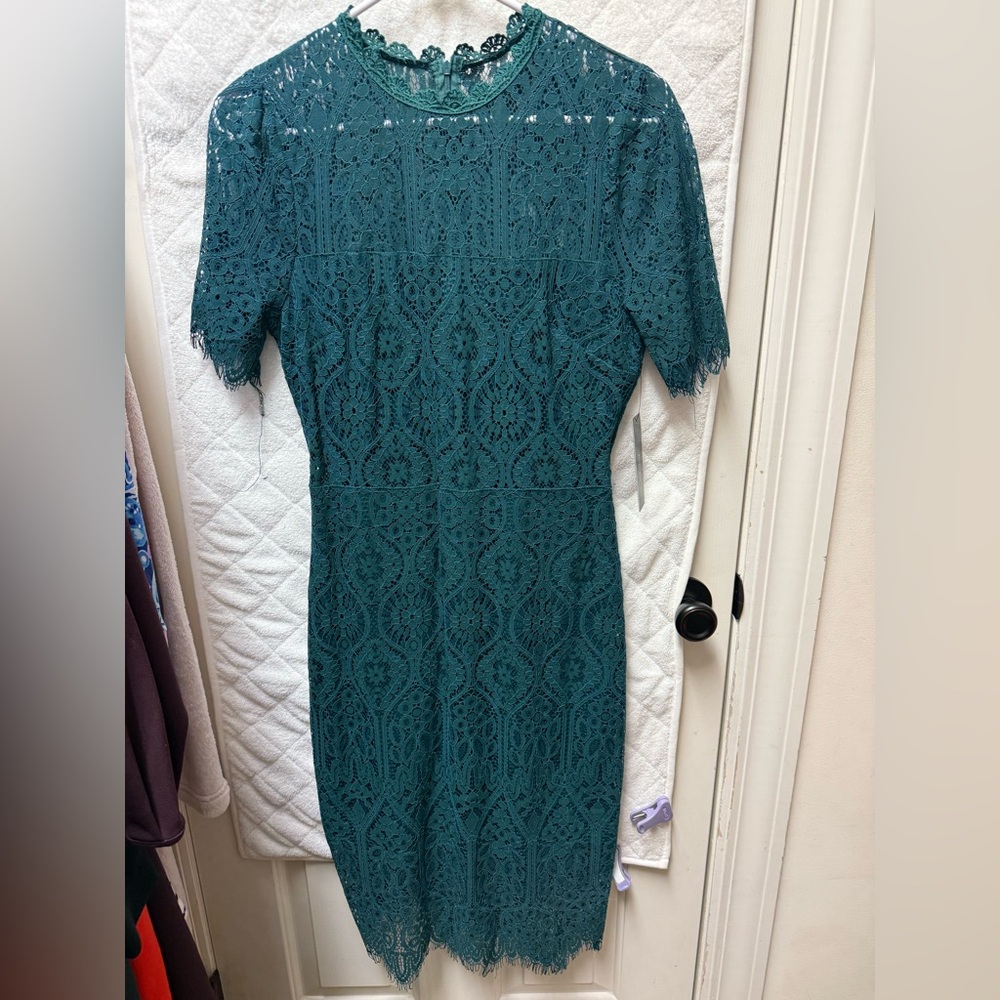 Lulu’s Remarkable Sheer Lace Short Sleeve Mini Dress, size small